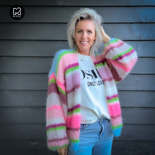 Knitting kit – MYPZ Basic Light Mohair Cardigan Candy Clouds No10 (ENG-NL-DE)