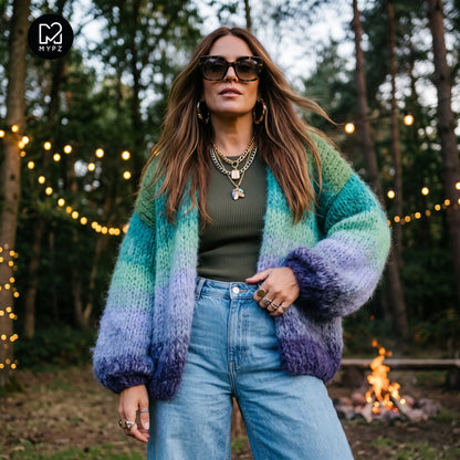 Schema per lavoro a maglia – Cardigan MYPZ Chunky Mohair Mystic Lagoon n. 15 (ENG-DE-NL-ES-FR-IT-DA-SV-NO)