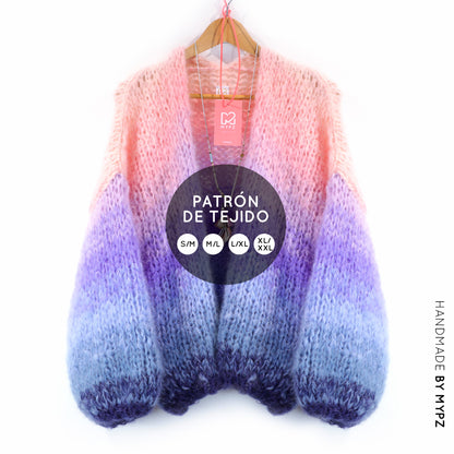Knit pattern – MYPZ short chunky Mohair cardigan Blue Sky No15 (ENG-NL-DE-FR-ES)