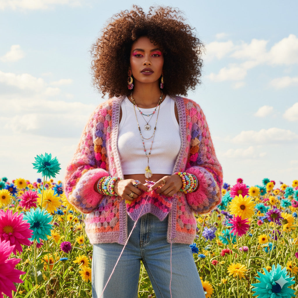 Crochet kit - MYPZ Hexagon Cardigan Pink Vibes (ENG-NL-DE)