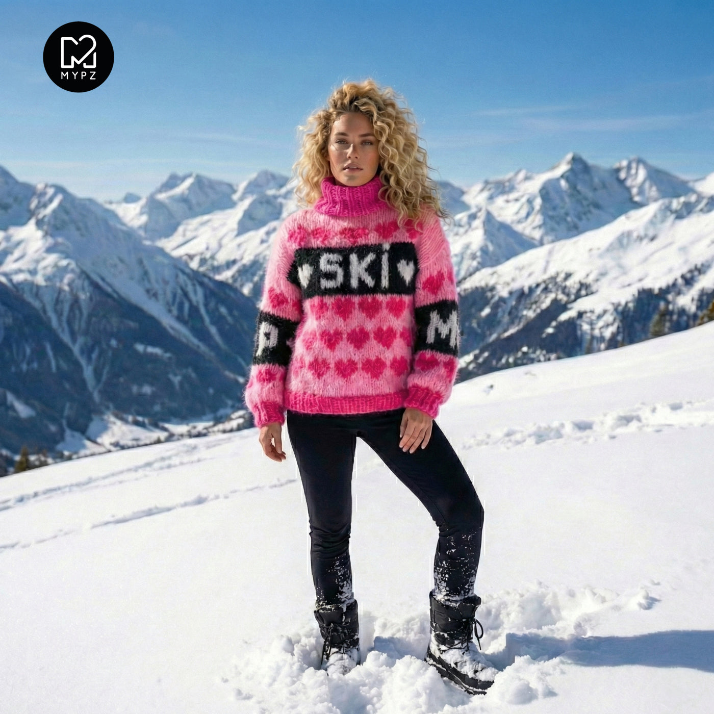 Knitting Kit – MYPZ Chunky Mohair Ski Love Pullover Pink No.9 (ENG-NL-DE)