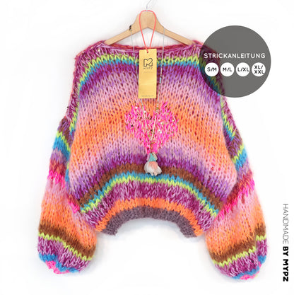 Knit pattern – MYPZ Short Chunky Pullover Neon Hearts No15 (ENG-NL-DE)