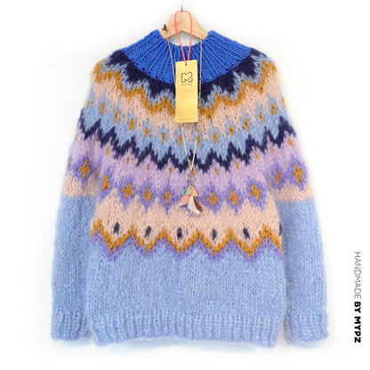 MYPZ Pullover top-down in mohair grosso ai mirtilli sed