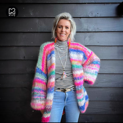 MYPZ Chunky Mohair Cardigan Blue Elegance