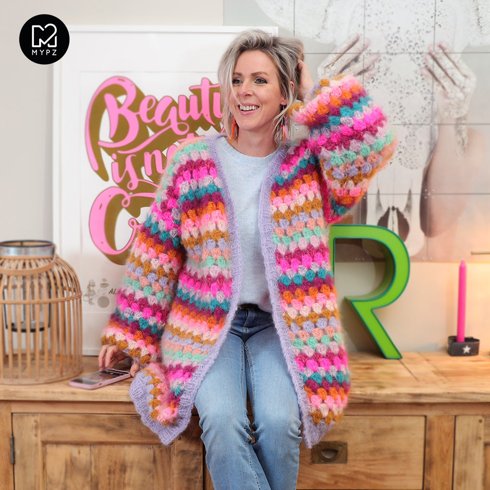 MYPZ Chunky Mohair Granny stripes cardigan Spirit